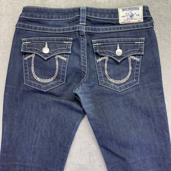 True Religion Denim - True Religion Womens Skinny Jeans Rhinestone‎ Back Pockets Dark Wash Size 29
